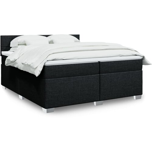 VidaXL Krevet s oprugama i madracem crni 200x200 cm od tkanine Slike