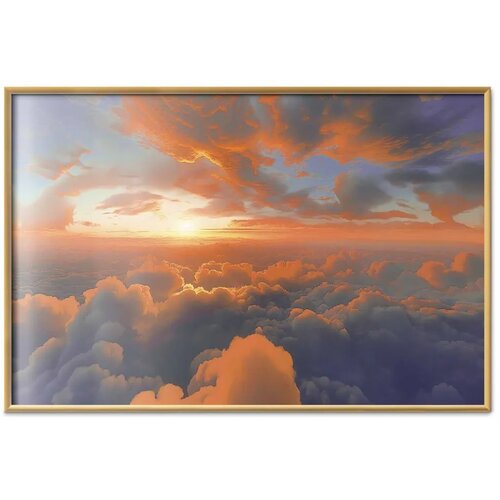  Plakat When Dawn Tickles the Clouds: A Color Show on the Morning Sky 90x60 Zlatni okvir Slike