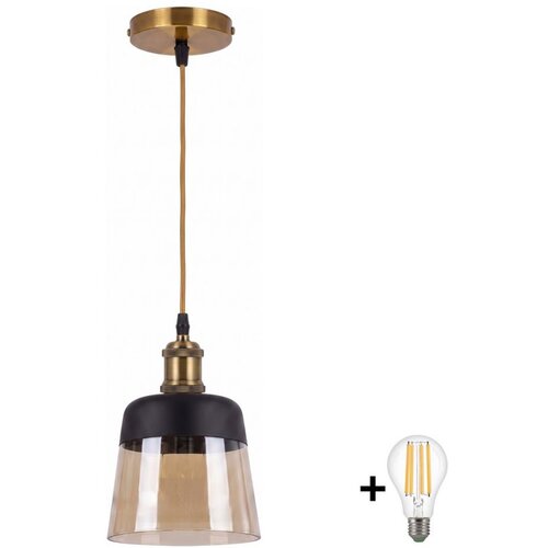 Brilagi LED Luster na sajli R GLASS 1xE27/60W/230V prečnik 15,5 cm zlatna/dimljeno bež Slike