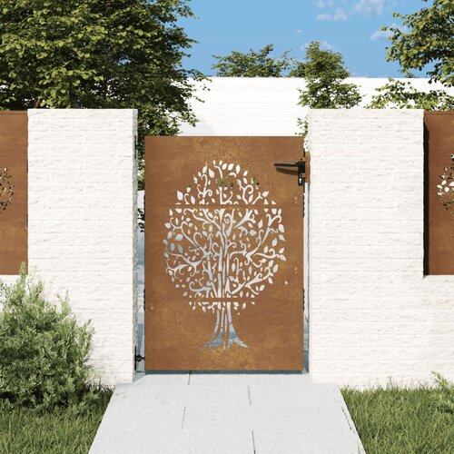 vidaXL Vrata 85 x 125 cm od čelika COR-TEN s uzorkom stabla Cijene