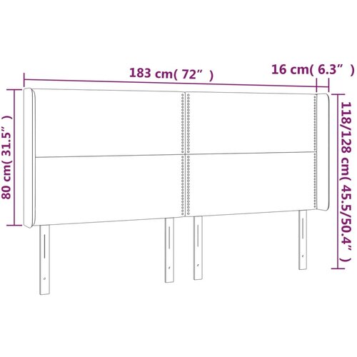  LED uzglavlje tamnosivo 183 x 16 x 118/128 cm od tkanine Slike