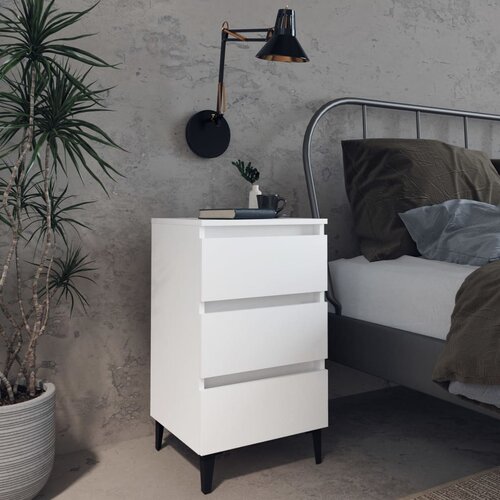 vidaXL noćni ormarić s metalnim nogama bijeli 40 x 35 x 69 cm Cijene