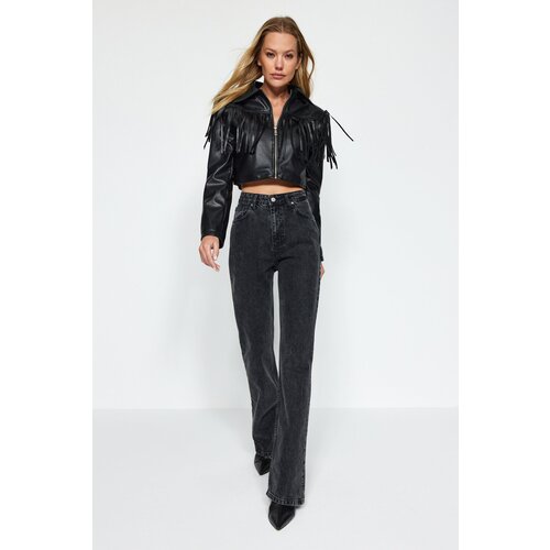 Trendyol Black More Sustainable High Waist Wide Leg Jeans Slike