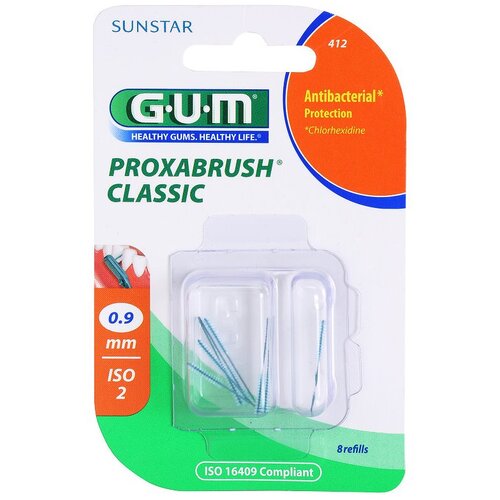 GUM Proxabrush Classic nadomestne medzobne ščetke v blistru 8 ks 0,9 mm (Interdental Brush) 8 kos Cene