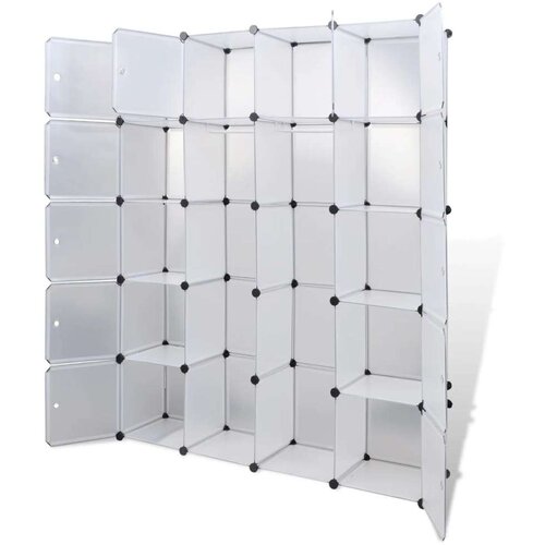 VidaXL Modularna omara s 14 predelki bela 37x146x180,5 cm Slike