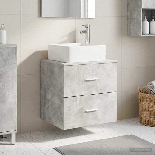  Umivaonik s policom Betonska siva 53 x 34,5 x 63 cm Cene