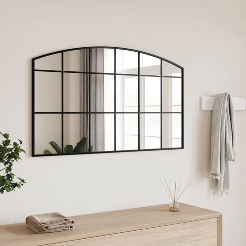  Zidno ogledalo crno 100 x 60 cm lučno željezno