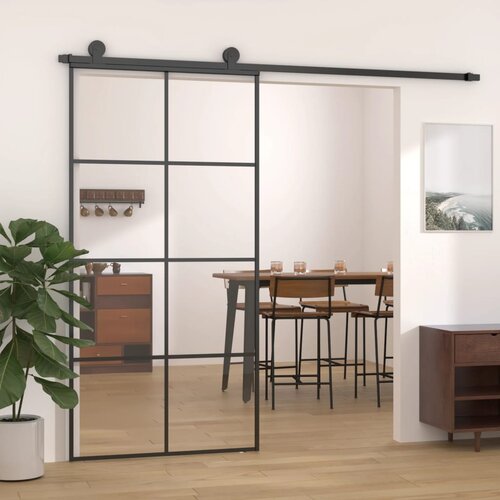 vidaXL Drsna vrata črna 102,5x205 cm ESG steklo in aluminij Cene