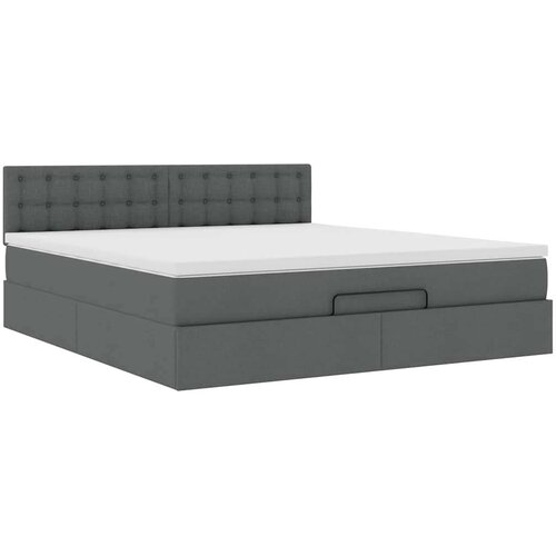 VidaXL Otomanski krevet s madracem tamnosivi 180x200cm od tkanine Slike