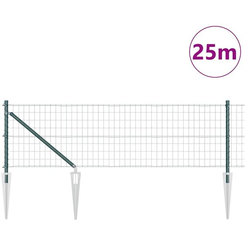 Euro ograda s &amp;scaron;picama 25 x 0,8 m Čelik premazan PVC-om Zelena Slike