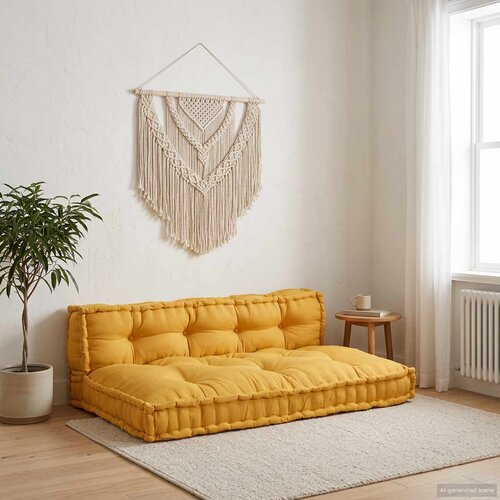  Jastučić za paletni kauč 2 pcs Žuta 120 x 80 x 38 cm Tkanina Slike