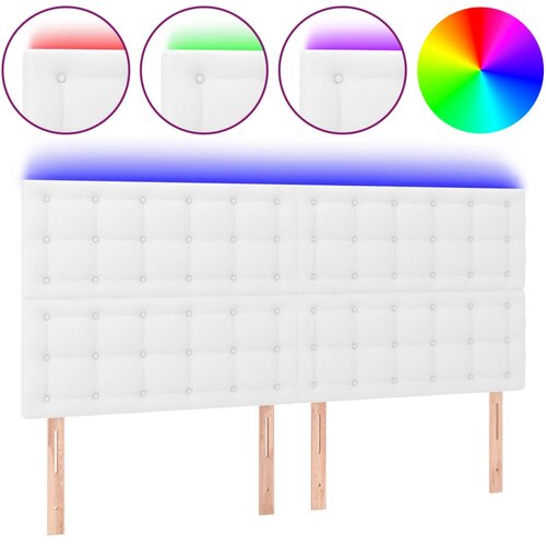 VidaXL LED posteljno vzglavje belo 200x5x118/128 cm umetno usnje, (20793955) Slike