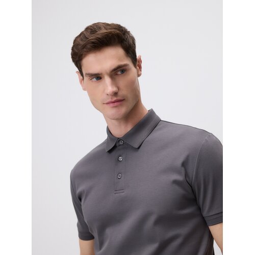 Reserved Slim polo-majica s visokim udjelom pamuka - tamnosivo Cijene