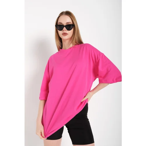 K&H TWENTY-ONE Women's Fuchsia Oversized T-shirt