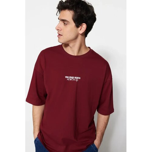 Trendyol Muška majica TMNSS23TS00099, Bordo Cene