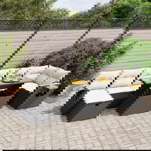  The Living Store Vrtna sedežna garnitura 8-delna z blazinami črn poli ratan - Vrtna Sedežna Garniture, (21480235) Cene