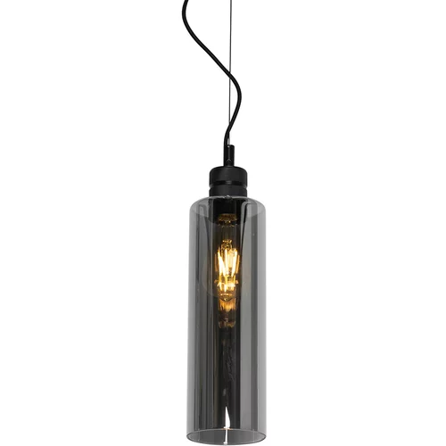QAZQA Moderna viseča svetilka črna z dimnim steklom - Stavelot
