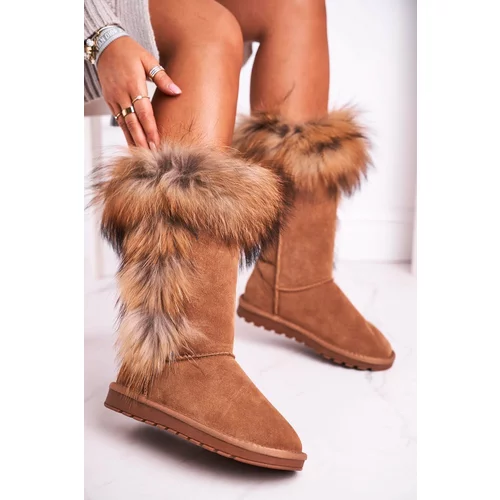 Kesi Women's Snow Boots With Fur Leather Suede Camel Balvin
