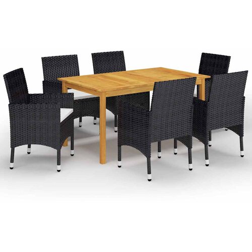  7-dijelni vrtni blagovaonski set crni Cijene