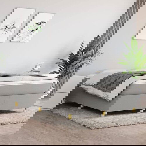 VidaXL Box spring posteljni z vzmetnico svetlo siv 140x190 cm blago Slike