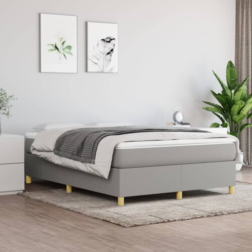 VidaXL Krevet s oprugama i madracem svjetlosivi 140x190 cm od tkanine Slike