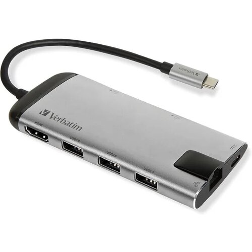  USB-C hub Verbatim, 1x USB 3.1 Gen1, 3x USB 3.0, HDMI 4K(30Hz), SD MicroSD, RJ45 Cijene