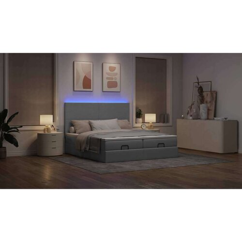 vidaXL Otomanski posteljni okvir z vzmetnicami siv 200x200 cm blago Cene