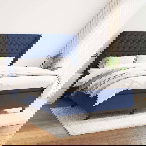  Box spring postelja z vzmetnico modra 140x200 cm blago, (20894238) Slike
