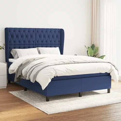  Box spring postelja z vzmetnico modra 140x200 cm blago, (20894238)