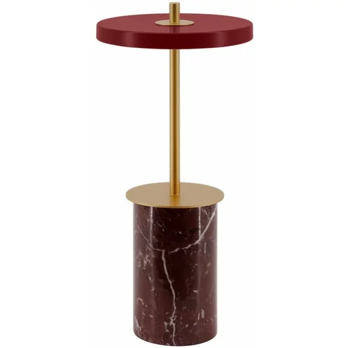UMAGE Rdeča marmorna LED zatemnitvena namizna svetilka s kovinskim senčnikom (višina 25,5 cm) Asteria Move Mini –