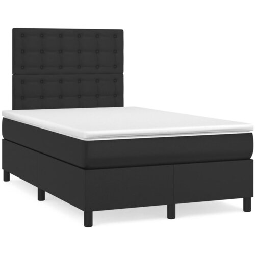  The Living Store Box spring postelja z vzmetnico LED črna 120x190 cm um. usnje - Box Spring Postelja, (21441672) Slike