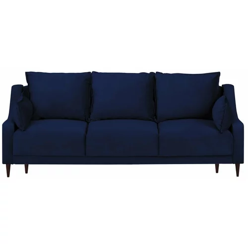 Mazzini Sofas Modra žametna raztegljiva sedežna garnitura s prostorom za shranjevanje Freesia, 215 cm