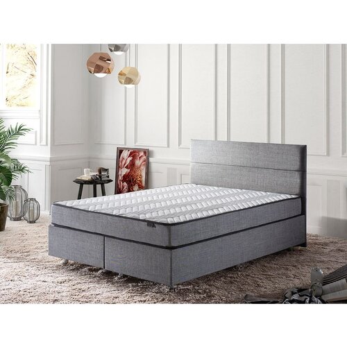 Hanah home Silver - Grey (140 x 190) Grey Double Mattress, Base & Headboard Cene