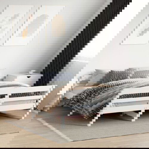 Furnova Posteljni okvir brez vzmetnice bel 140x200 cm trdna borovina, (21937782) Slike