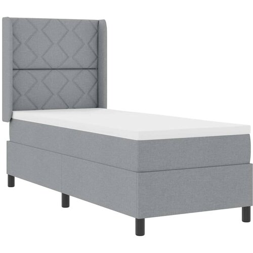  LED Box Spring Krevet Svijetlo siva 90 x 190 cm tkanina Slike