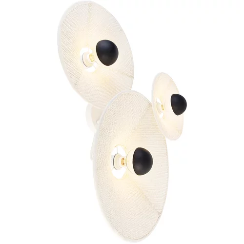 QAZQA Dizajnerska stenska svetilka bela s 3 lučkami iz blaga - Jane