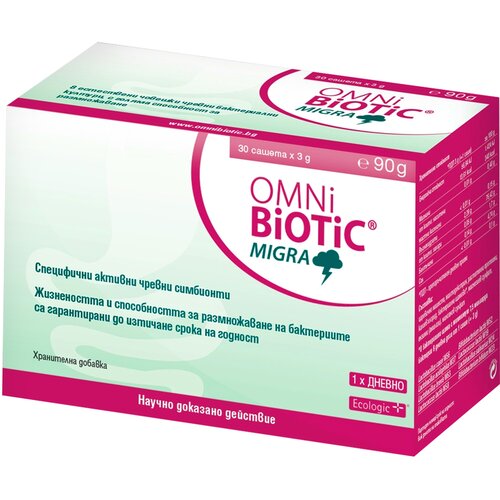 OMNI-BIOTIC visokoaktivni sinbiotik za pomoć terapiji migrene 90g 30/1 112244 Slike
