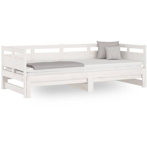  Dnevni ležaj na izvlačenje bijeli 2x(90x200)cm masivna borovina Slike