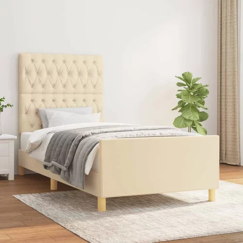  Okvir za krevet s uzglavljem krem 90x200 cm od tkanine