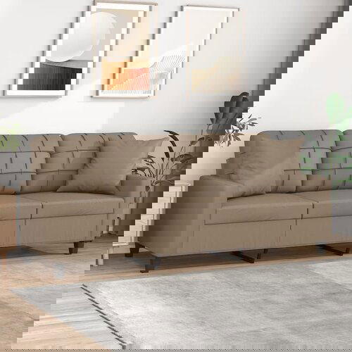 vidaXL Kavč trosed z okrasnimi blazinami kapučino 180 cm umetno usnje Cene