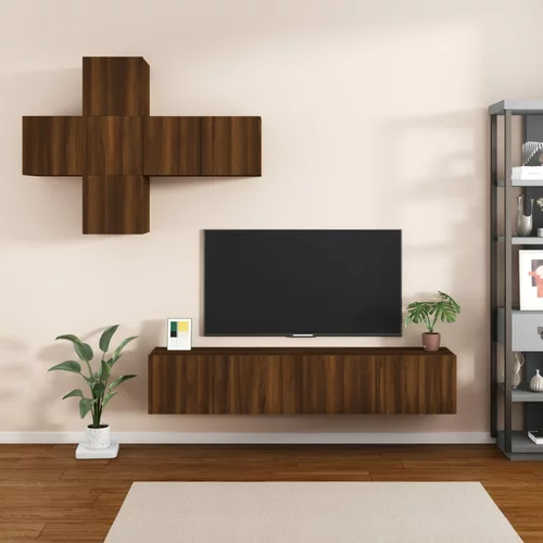 vidaXL Komplet TV omaric 7-delni rjav hrast inženirski les