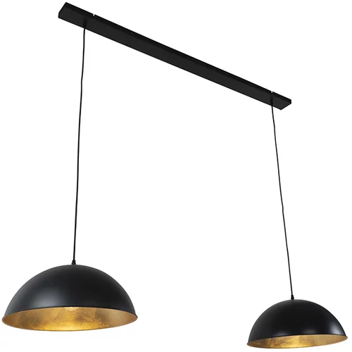 QAZQA Industrijska viseča svetilka črna z zlatimi 2-svetilkama - Magnax