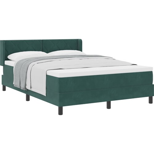 vidaXL Box Spring postelja z vzmetnico temno zelena 140x200 cm žamet, (22050054) Cene