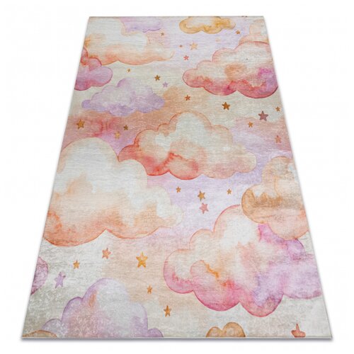 RugsX BAMBINO 61510 pralna preproga Oblaki, zvezde za otroke protizdrsna - krema / roza 120x170 cm, (5000359031) Cene