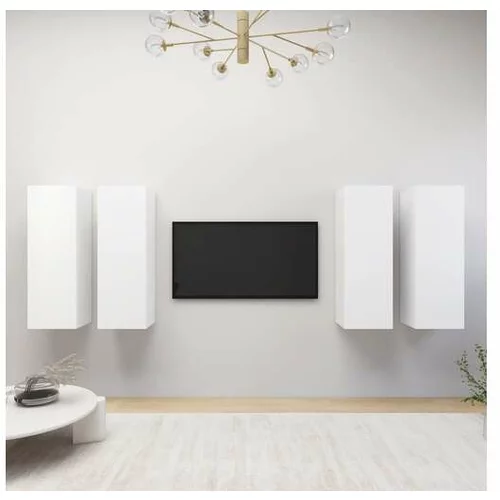  TV omarice 4 kosi bele 30,5x30x90 cm iverna plošča