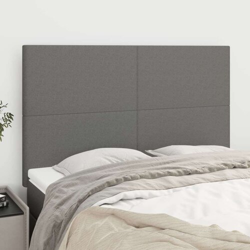  Posteljno vzglavje 4 kosa temno siv 72x5x78/88 cm blago, (20952394) Slike