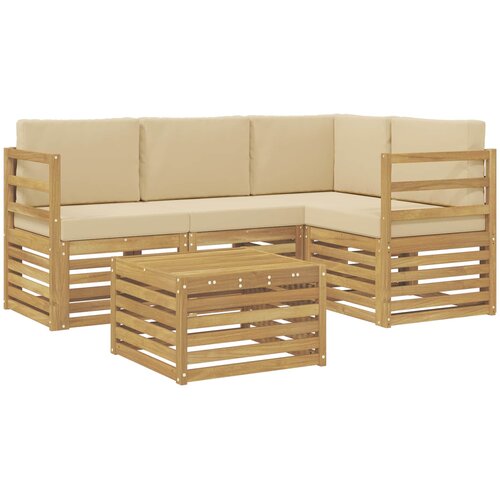  Set vanjskih sofa 5 pcs Bijela i bež 59 x 59 x 37 cm Poliester Slike
