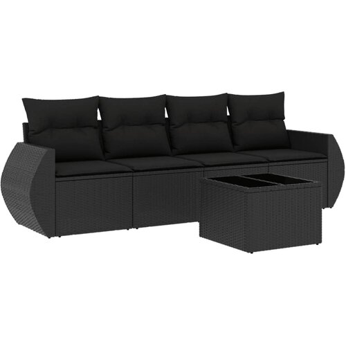 Maison Chic Seti vrtnega pohištva - Vrtna garnitura - Vrtni pohištvo set 5-delna z blazinami črn poli ratan, (21820472) Cene
