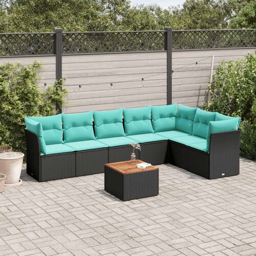  Vrtna garnitura - 8-dijelni set vrtnih sofa od poliratana s jastucima crni - Crna 1 Cene