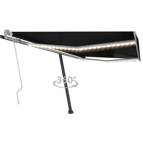 vidaXL Ročno zložljiva tenda z LED lučkami 450x350 cm antracitna Cene